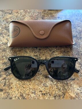 Ray-Ban Black Elliott Sunglasses with Brown Case